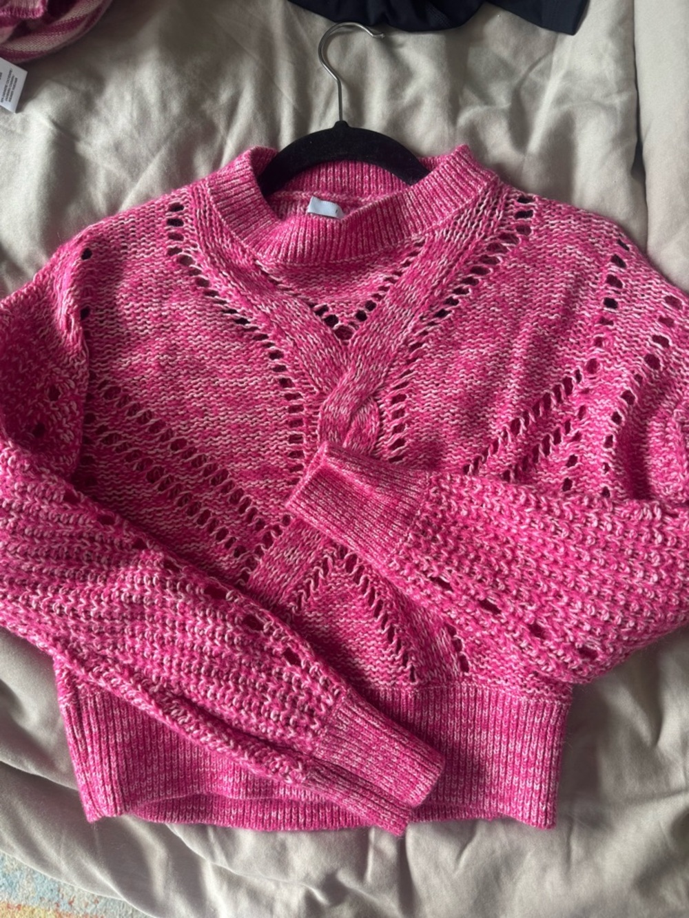 IRO Pink Open-Knit Crewneck Sweater